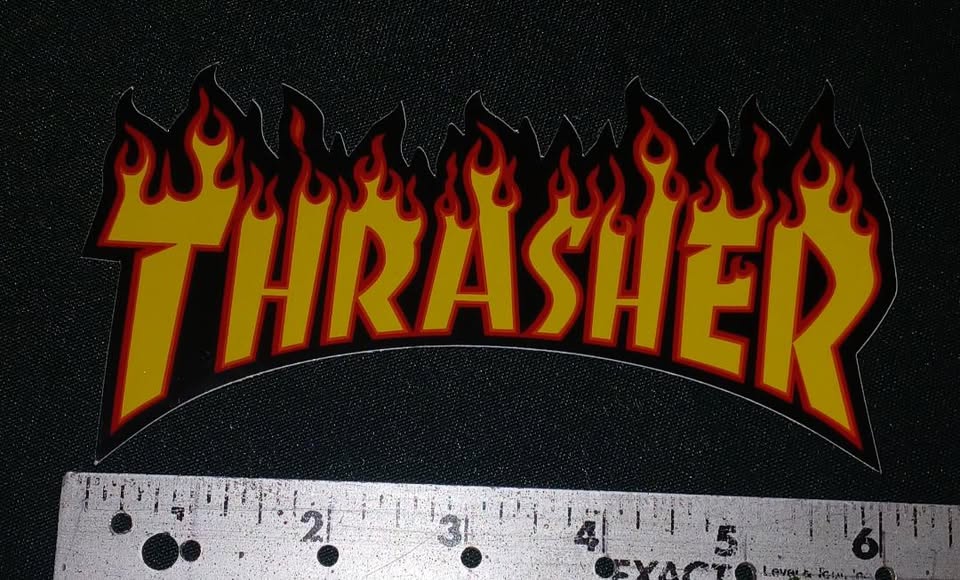 STICKER THRASHER FLAME 6" YELLOW