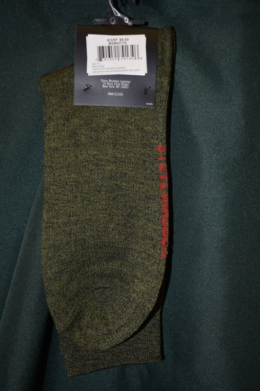 SOCKS STEVE MADDEN BRAND 1 PAIR SHOE SIZE 6-12.5 HUSTLE OLIVE