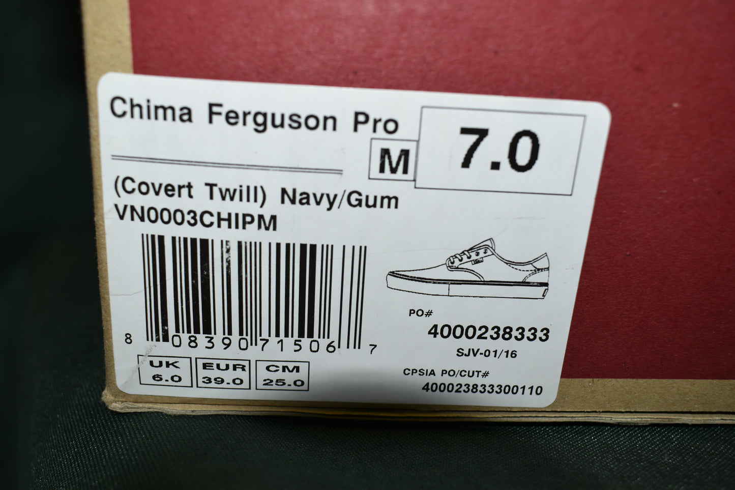 SHOES VANS SIZE 7 MENS PRO CHIMA FERGUSON NAVY