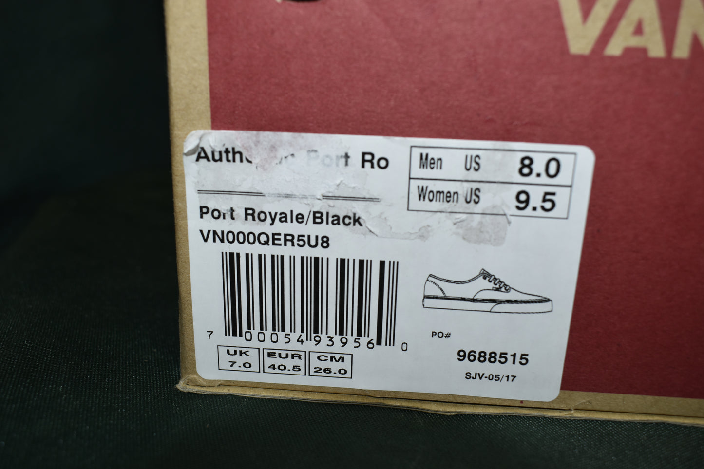 SHOES VANS SIZE MENS 8 WOMENS 9.5 AUTHENTIC PORT ROYALE