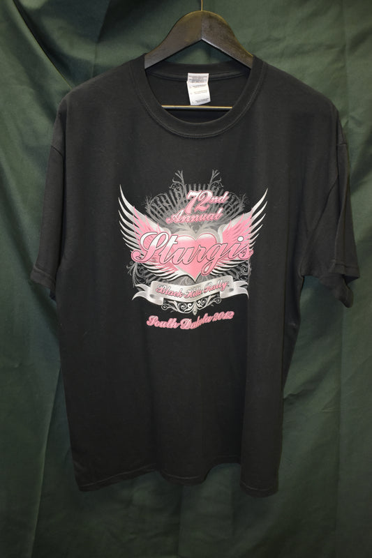 PREOWNED MOTORCYCLE SHIRT LARGE STURGIS PINK HEART