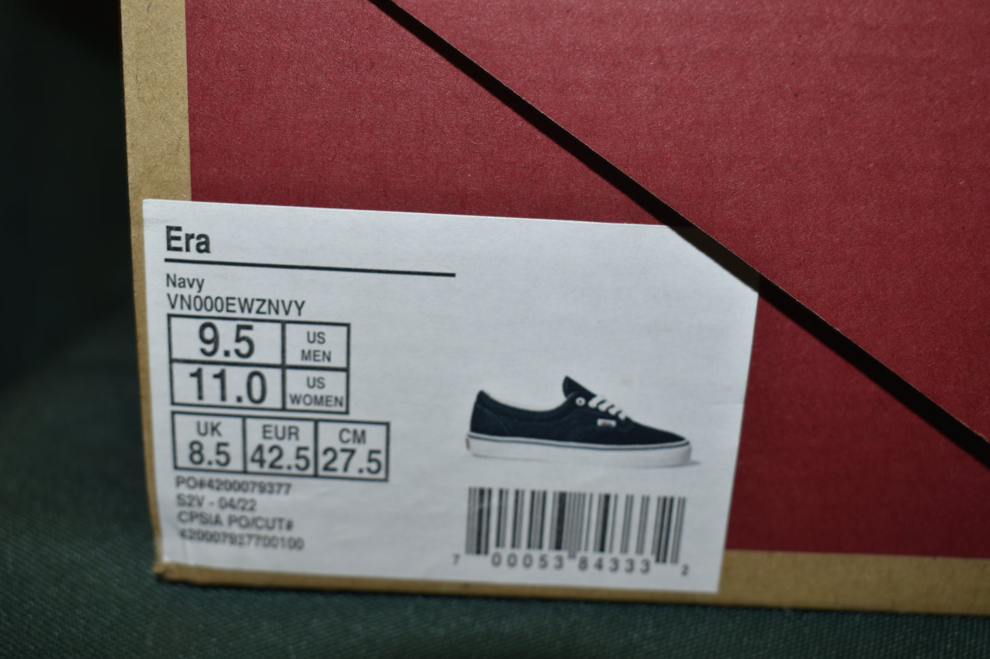 SHOES VANS SIZE MENS 9.5 WOMENS 11 ERA NAVY