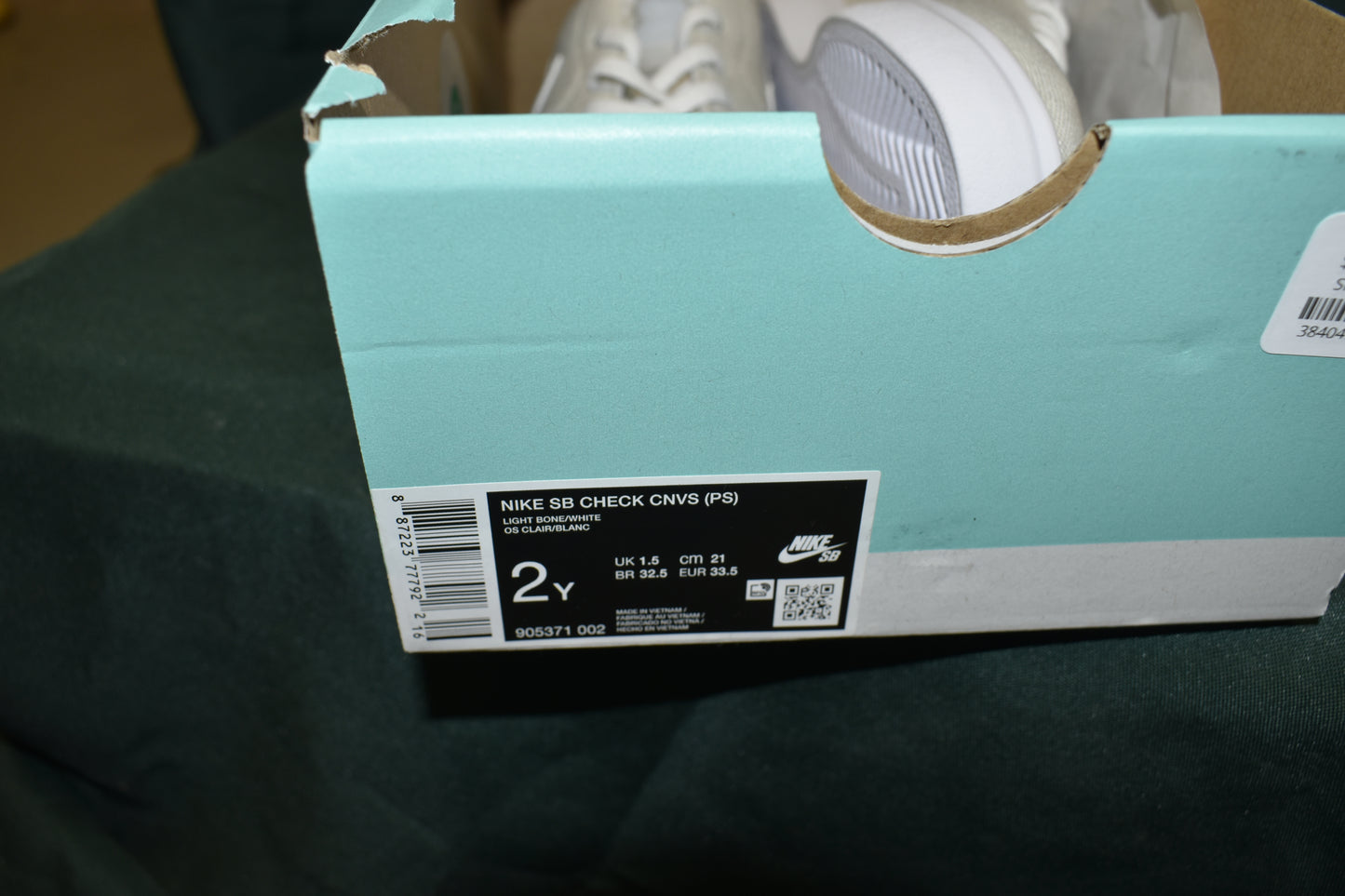 SHOES NIKE SB SIZE 2 KIDS CHECK LIGHT BONE/WHITE