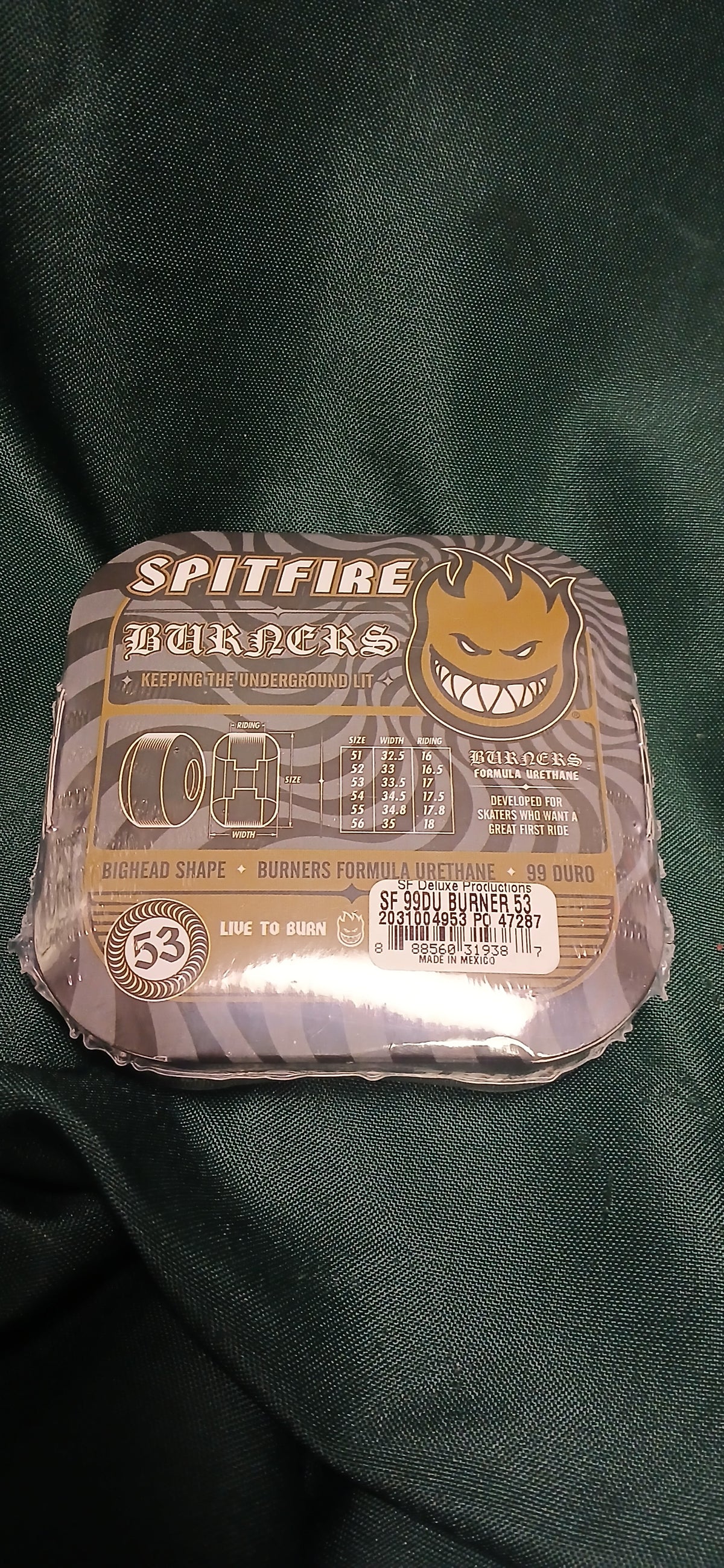 SPITFIRE WHEELS 53MM 99D BURNERS GOLD