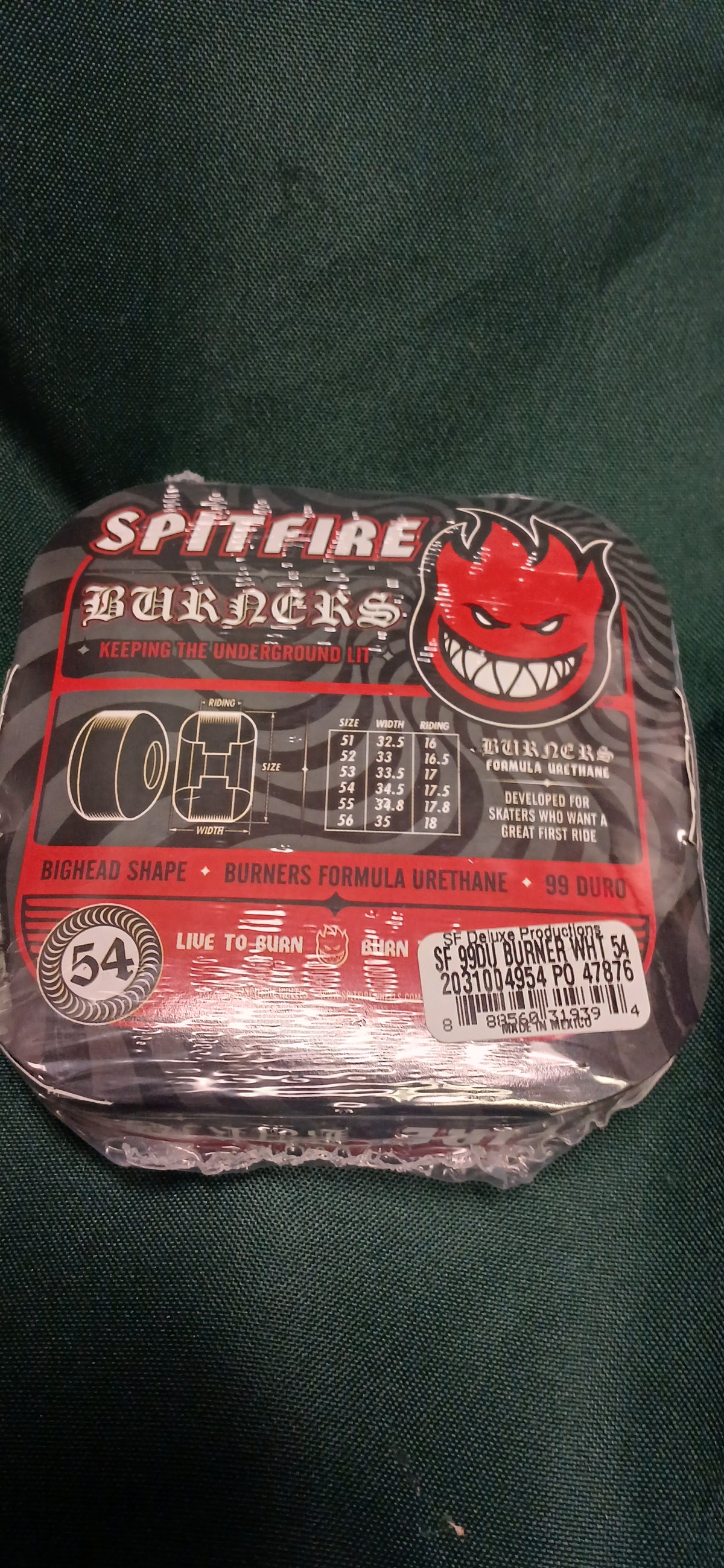 SPITFIRE WHEELS 54MM 99D BURNERS RED