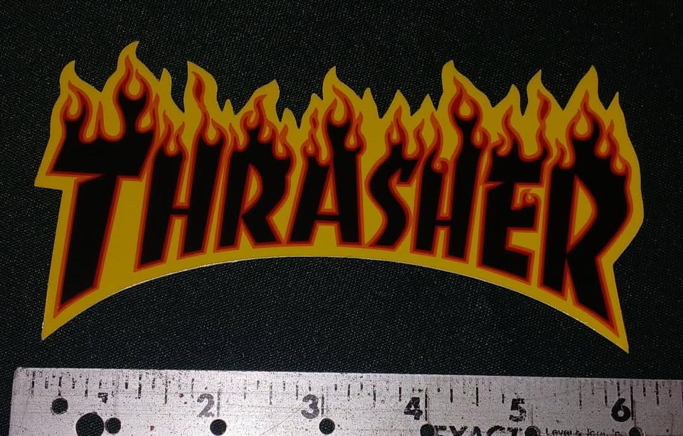 STICKER THRASHER FLAME 6" BLACK