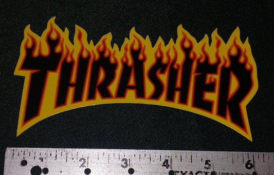 STICKER THRASHER FLAME 6" BLACK