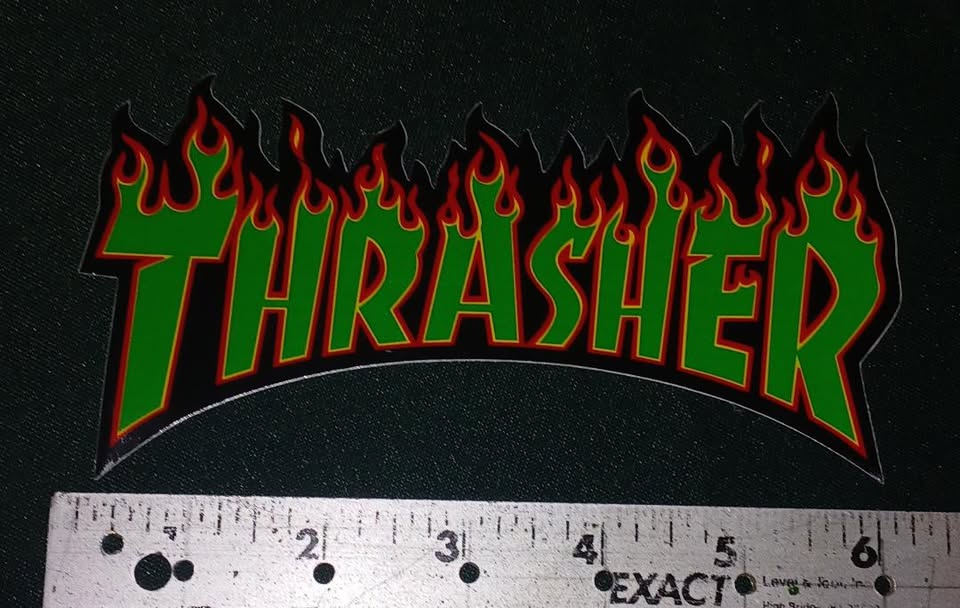 STICKER THRASHER FLAME 6" GREEN