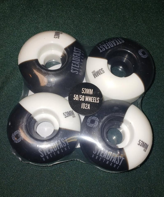 STEADFAST 53MM 50/50 BLACK / WHITE 102A WHEELS