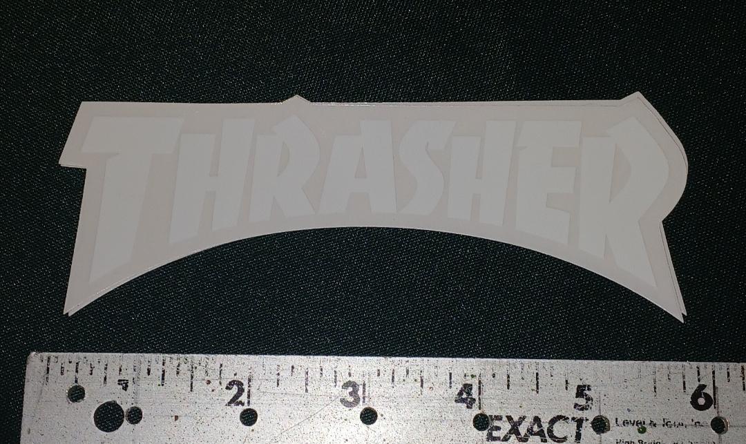 STICKER THRASHER LOGO 6" WHITE