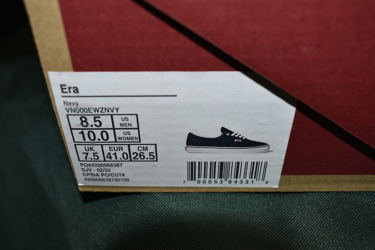 SHOES VANS SIZE MENS 8.5 WOMENS 10 ERA NAVY