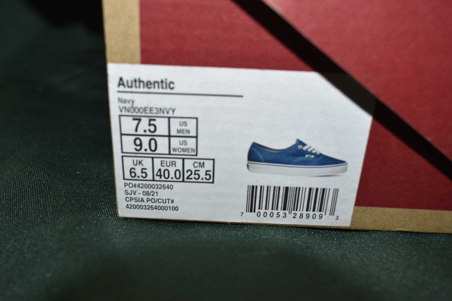 SHOES VANS SIZE MENS 7.5 WOMENS 9 AUTHENTIC NAVY