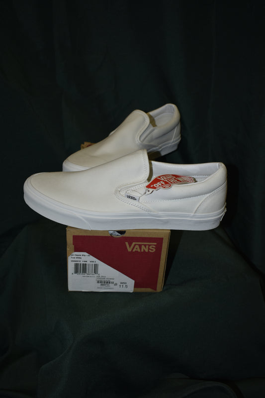SHOES VANS SIZE MENS 11.5 CLASSIC SLIP-ON WHITE