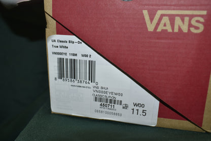 SHOES VANS SIZE MENS 11.5 CLASSIC SLIP-ON WHITE