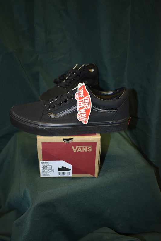 SHOES VANS SIZE 9 MENS 10.5 WOMENS OLD SKOOL BLACK / BLACK