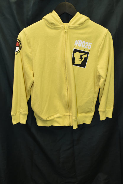 PREOWNED CARTOON HOODIE YOUTH LARGE 10-12 POKEMON PIKACHU FACE EARS HOOD