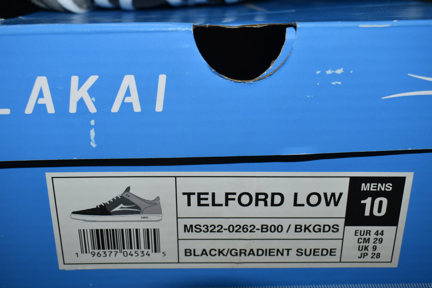 SHOES LAKAI SIZE 10 TELFORD LOW BLACK WHITE