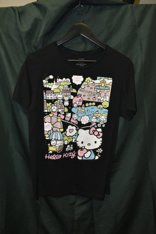 PREOWNED CARTOON SHIRT MEDIUM HELLO KITTY TOWN