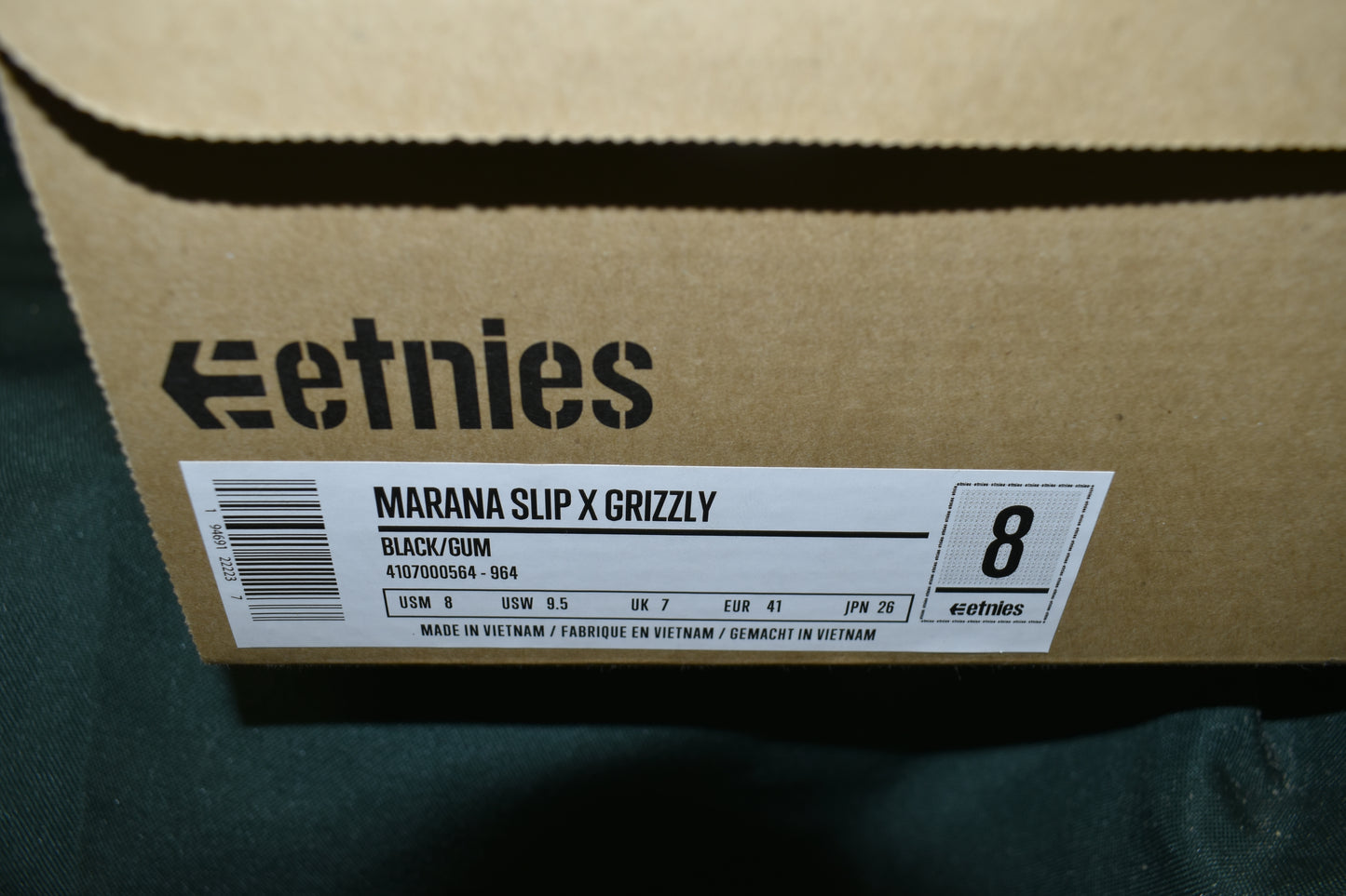 SHOES ETNIES SIZE 8 MARANA SLIP X GRIZZLY