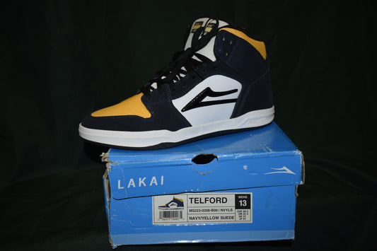 SHOES LAKAI SIZE 13 TELFORD HIGH WHITE/BLACK/YELLOW