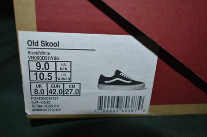 SHOES VANS SIZE 9 MENS 10.5 WOMENS OLD SKOOL BLACK / WHITE