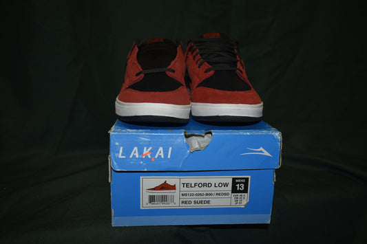 SHOES LAKAI SIZE 13 TELFORD LOW RED SUEDE
