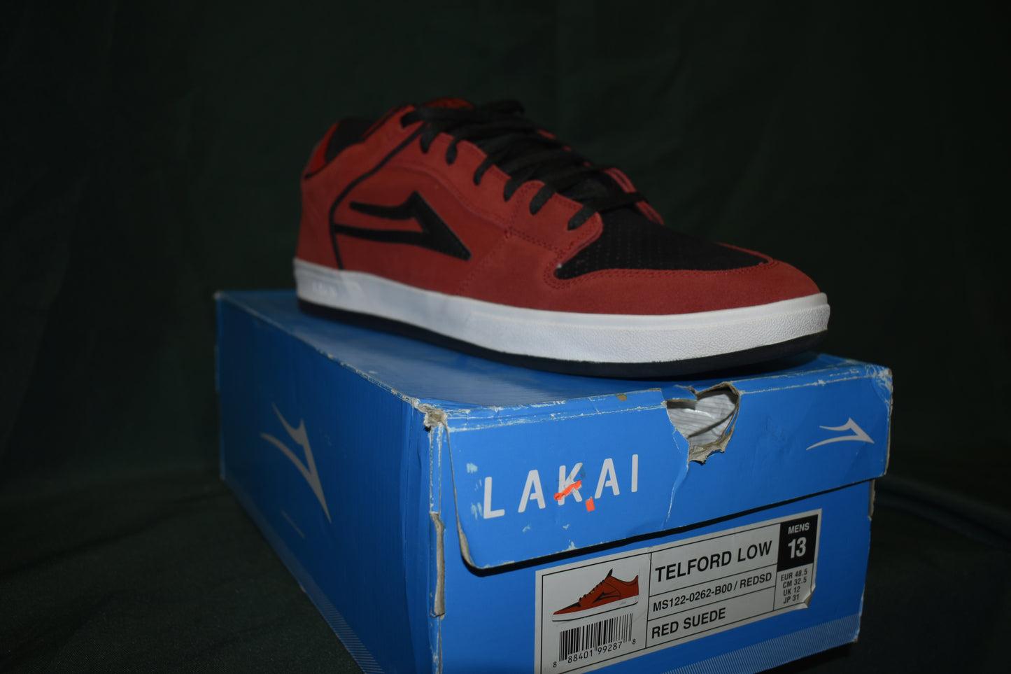 SHOES LAKAI SIZE 13 TELFORD LOW RED SUEDE