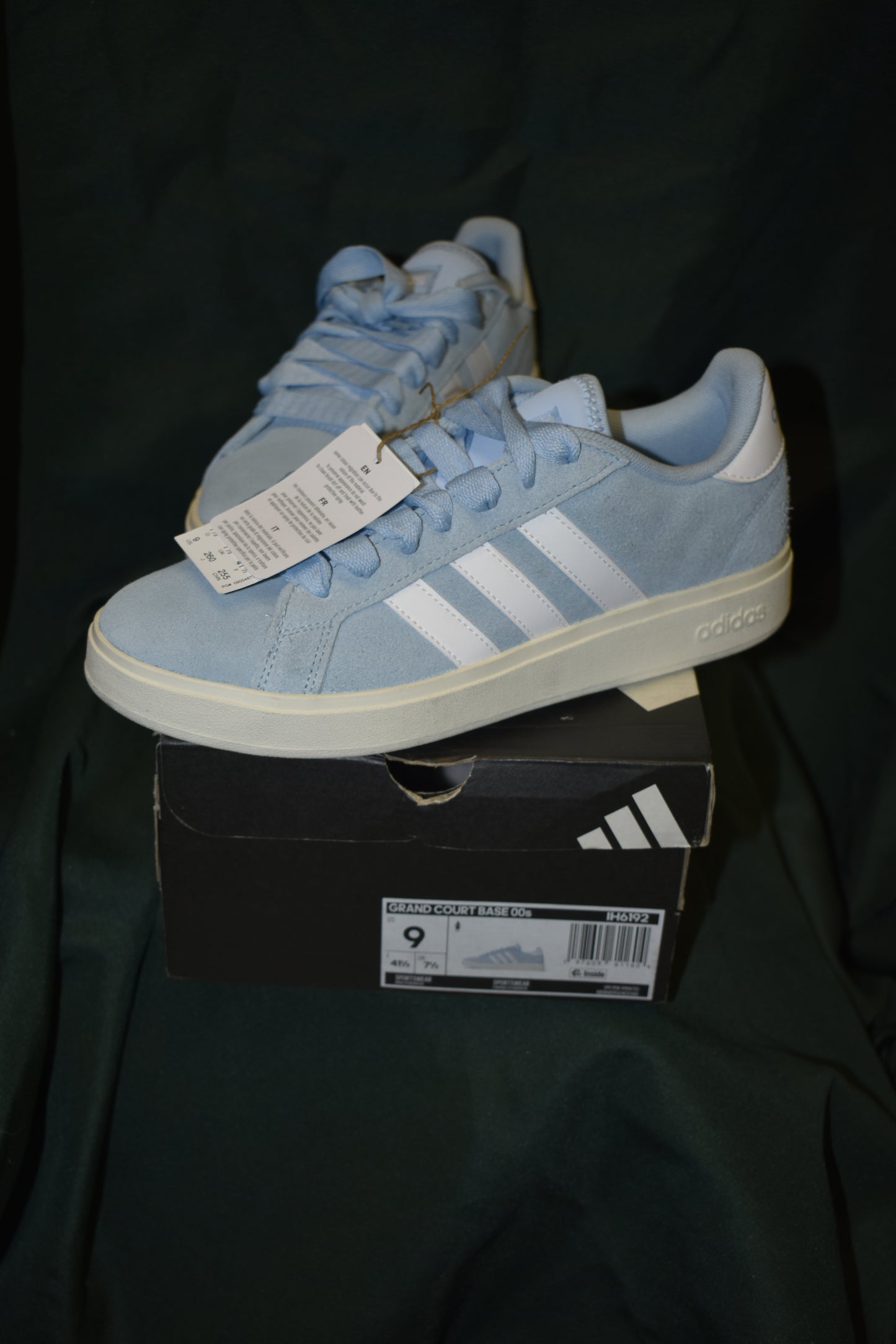 SHOES ADIDAS SIZE 9 MENS GRAND COURT BASE 00S BABY BLUE