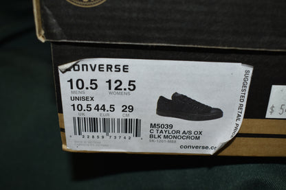 SHOES CONVERSE SIZE 10.5 MENS 12.5 WOMENS CHUCK TAYLOR A/S OX BLACK