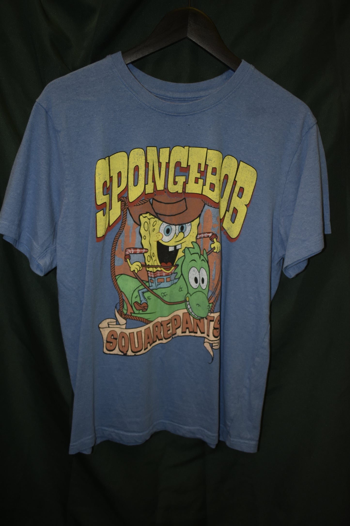 PREOWNED CARTOON SHIRT XL SPONGE BOB COWBOY
