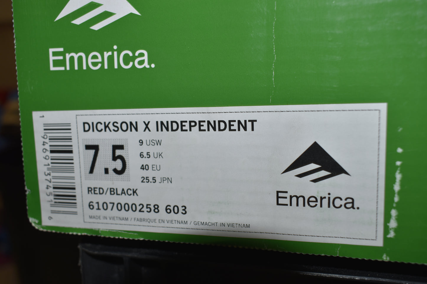 SHOES EMERICA SIZE 7.5 DICKSON X INDEPENDENT