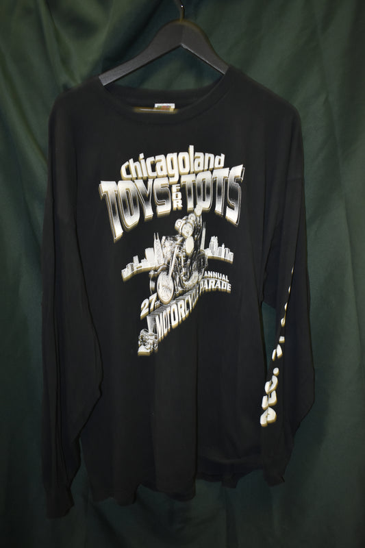 PREOWNED MOTORCYCLE LONG SLEEVE 3XL CHICAGO TOYS FOR TOTS