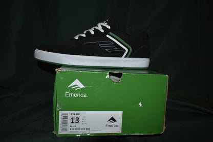 SHOES EMERICA SIZE 13 KL G6 BLACK/GREEN/WHITE