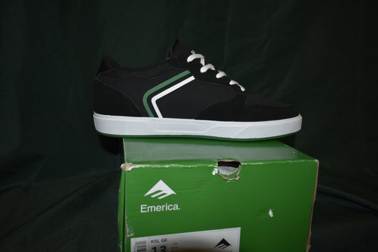 SHOES EMERICA SIZE 13 KL G6 BLACK/GREEN/WHITE