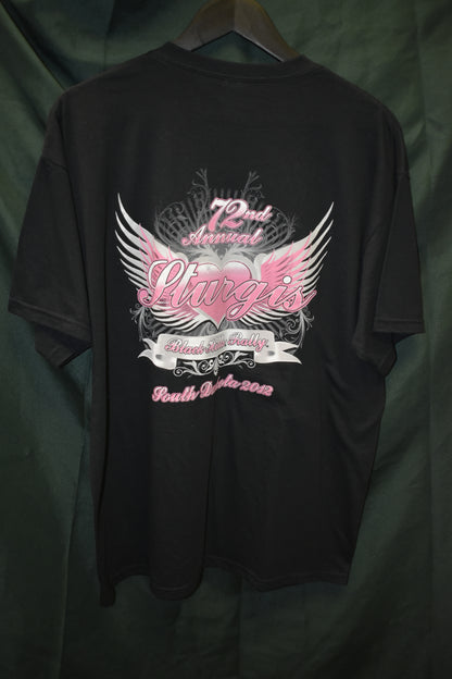 PREOWNED MOTORCYCLE SHIRT LARGE STURGIS PINK HEART