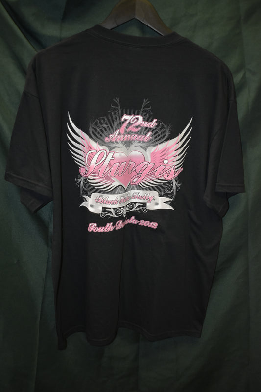PREOWNED MOTORCYCLE SHIRT LARGE STURGIS PINK HEART