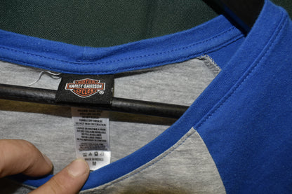 PREOWNED MOTORCYCLE MEDIUM HARLEY LONG SLEEVE BLUE SHOULDER