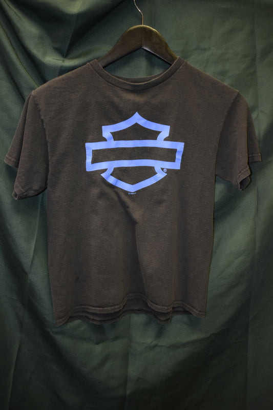 PREOWNED MOTORCYCLE SHIRT YOUTH LARGE HARLEY SHEILD