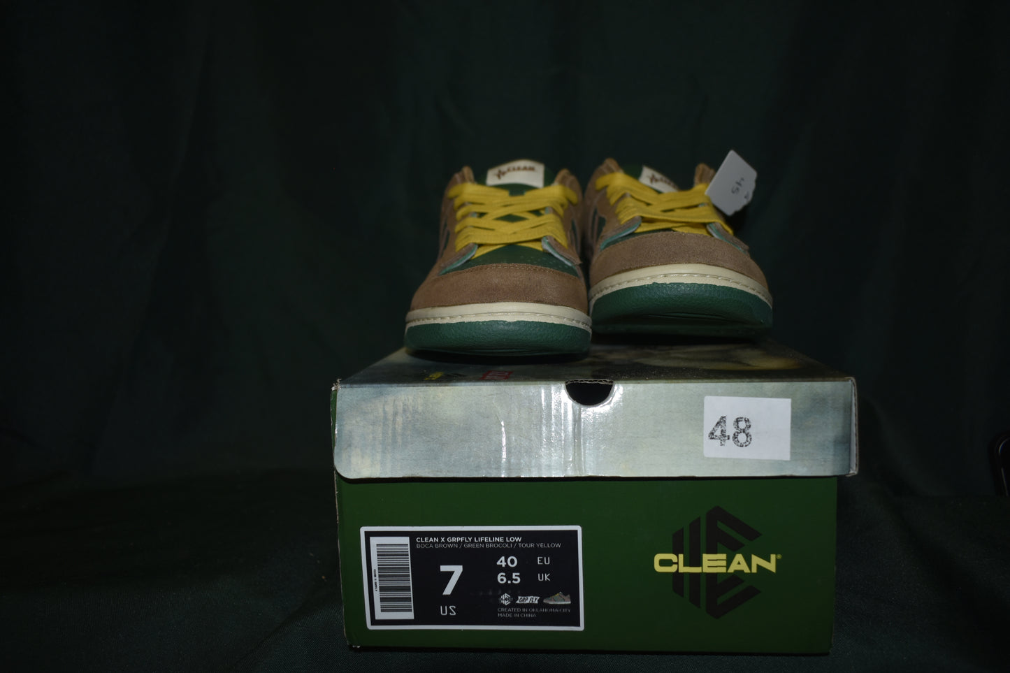 SHOES CLEAN SIZE 7 MENS X GRPFLY LIFELINE LOW TAN/BROWN/GREEN/YELLOW