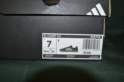 SHOES ADIDAS SIZE 7 MENS VL COURT 3.0 BLACK/WHITE/GUM