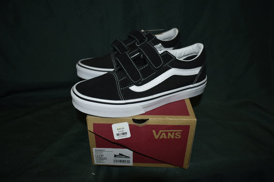 SHOES VANS SIZE 4 OLD SKOOL V BLACK / WHITE VELCRO