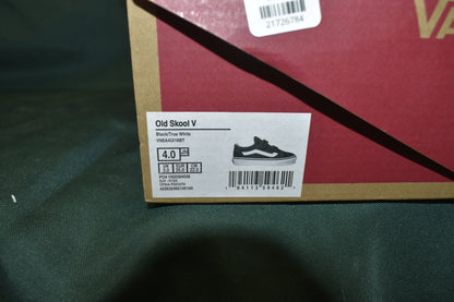 SHOES VANS SIZE 4 OLD SKOOL V BLACK / WHITE VELCRO